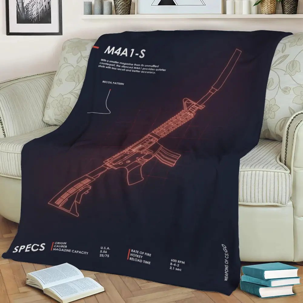 M4A1 S Cs Go Weapon Neon Fleece Throw Blanket Meaningful Gift For Halloween Christmas