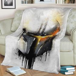 Mandalorian Graffitti Helmet Fleece Throw Blanket Meaningful Gift For Halloween Christmas