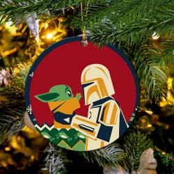 Mandalorian Holding Baby Yoda Mica Ornament Perfect Gift For Holiday Perfect And Unique Gifts For Family On Christmas