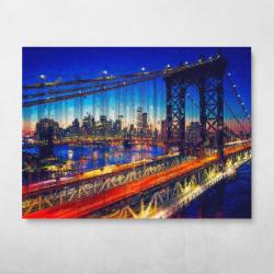 Manhattan Bridge Twilight Wall Art Canvas Meaning Gift For Birthday Christmas