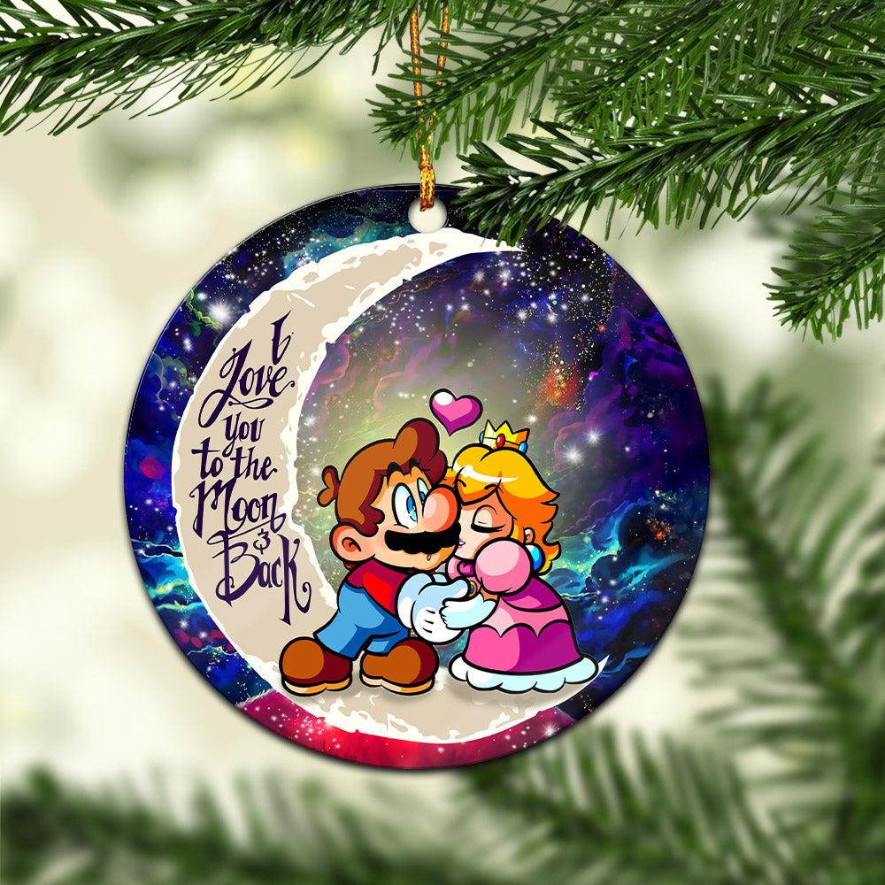 Mario Couple Love You To The Moon Galaxy Mica Circle Ornament Perfect Gift For Holiday Perfect Gifts For Family On Christmas