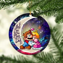 Mario Couple Love You To The Moon Galaxy Mica Circle Ornament Perfect Gift For Holiday Perfect Gifts For Family On Christmas