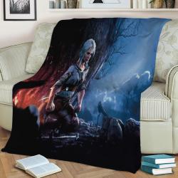 Meditating Ciri Fleece Throw Blanket Meaningful Gift For Halloween Christmas