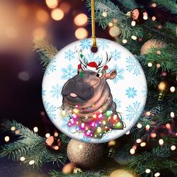 Merry Chirstmas Hippopatamus 2022 Xmas Ornament Perfect And Unique Gifts For Family On Christmas