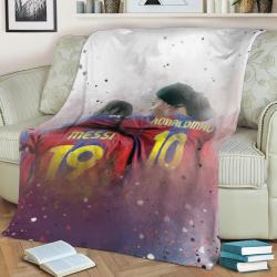 Messi And Ronaldinho Fleece Throw Blanket Meaningful Gift For Halloween Christmas