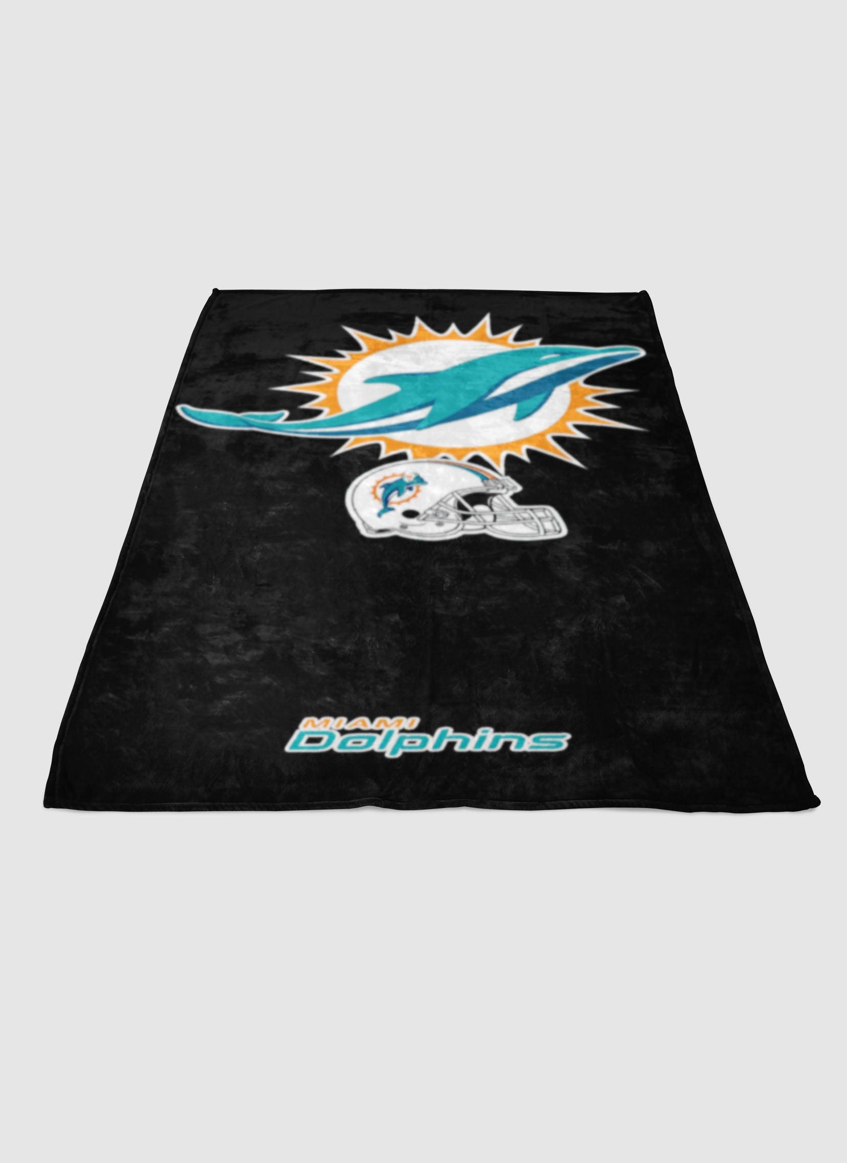 Miami Dolphins Logos On Blk Soft Fleece Blanket Meaningful Gift For Halloween Christmas