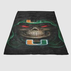 Miami Hurricanes Skull Logo Soft Fleece Blanket Meaningful Gift For Halloween Christmas