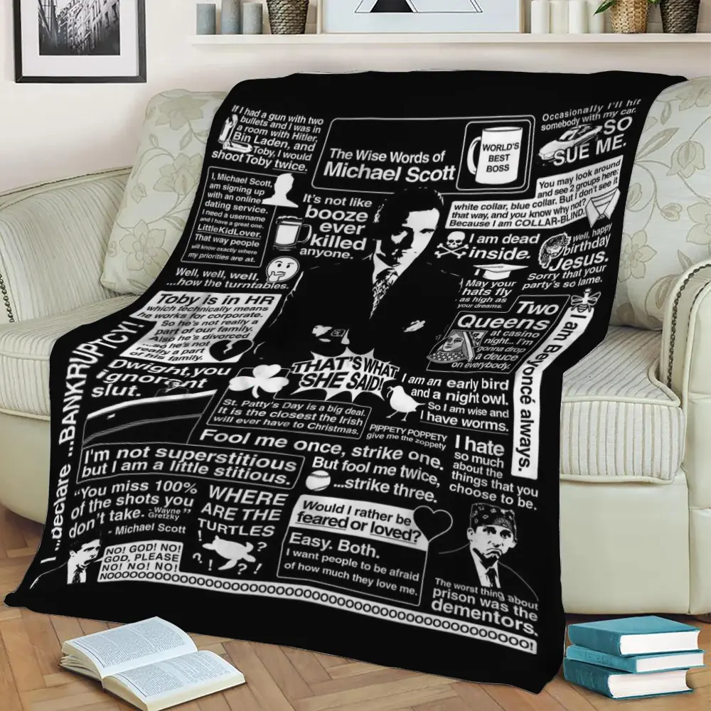 Michael Scotts Wise Words Fleece Throw Blanket Meaningful Gift For Halloween Christmas