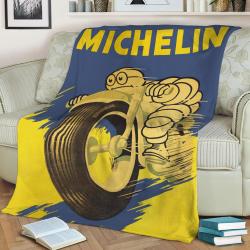 Michelin Vintage Motorcycle Poster Fleece Throw Blanket Meaningful Gift For Halloween Christmas
