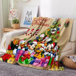 Mickey Mouse Pattern Blanket Meaningful Gift For Halloween Christmas Flannel Throw Room Decoration