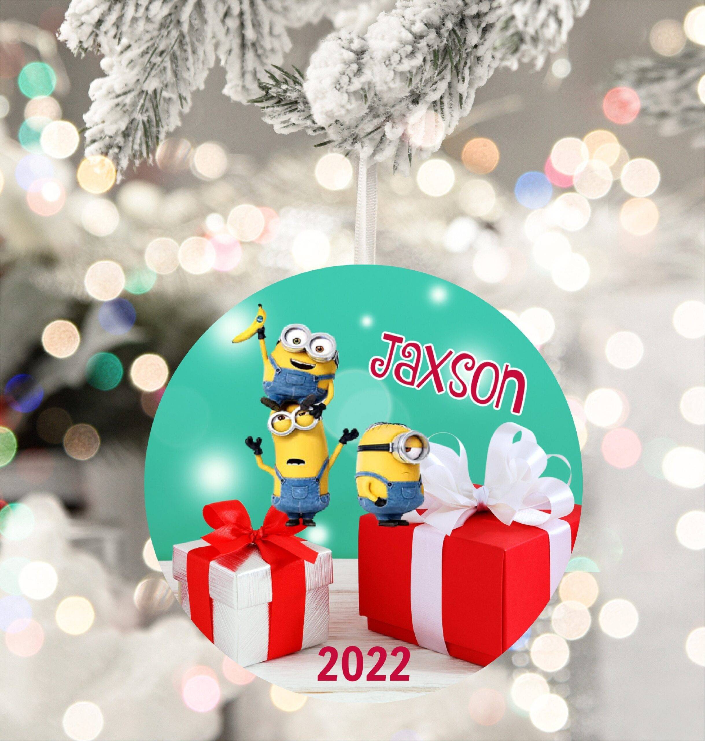 Minions Christmas Kids Ornament Personalized 2022 Gift Perfect And Unique Gifts For Family On Christmas