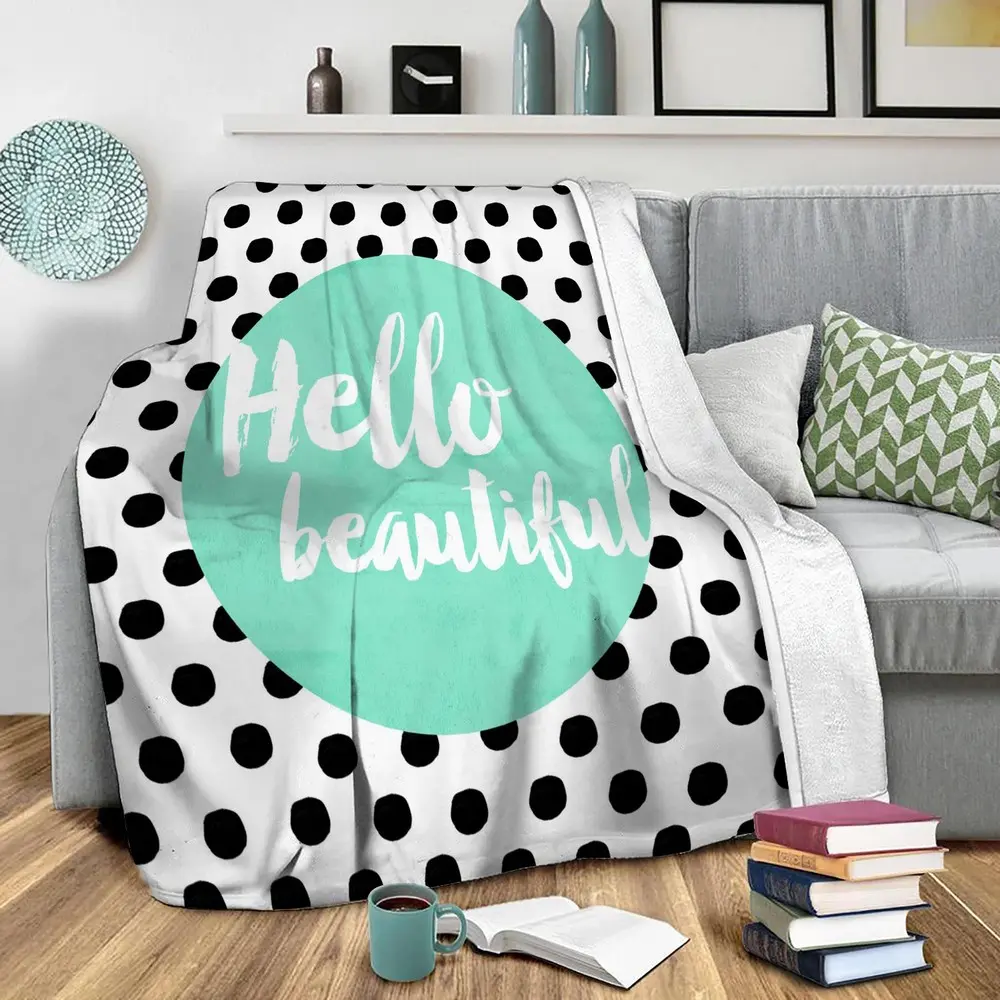 Mint Hello Beautiful Fleece Throw Blanket Meaningful Gift For Halloween Christmas