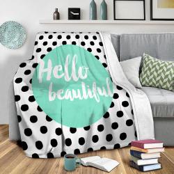 Mint Hello Beautiful Fleece Throw Blanket Meaningful Gift For Halloween Christmas
