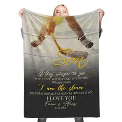 Mom To My Son Fleece Throw Blanket Meaningful Gift For My Loving Son Daughter Halloween Christmas