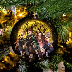 Moon Demon Slayer Background Moonlight Mica Circle Ornament Perfect Gift For Holiday Perfect Gifts For Family On Christmas