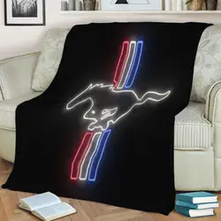 Mustang Neon Sign Fleece Throw Blanket Meaningful Gift For Halloween Christmas
