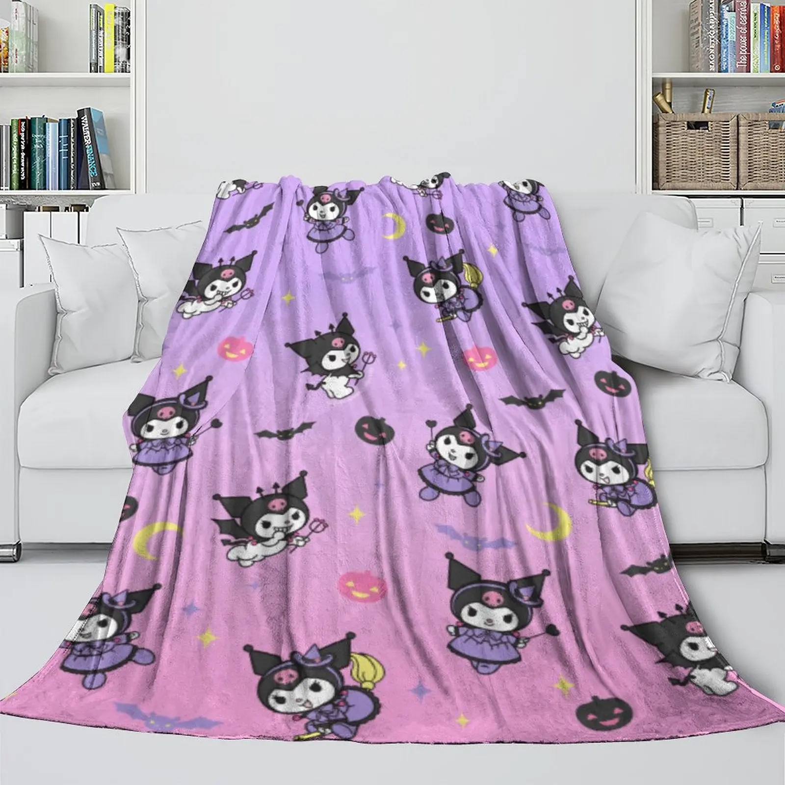 My Melody Kuromi Blanket Meaningful Gift For Halloween Christmas Flannel Throw Room Decoration