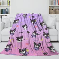 My Melody Kuromi Blanket Meaningful Gift For Halloween Christmas Flannel Throw Room Decoration