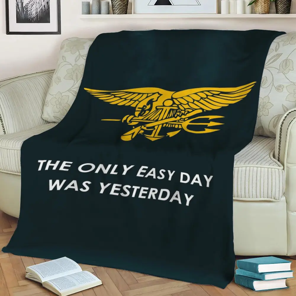 Navy Seals No Easy Day Fleece Throw Blanket Meaningful Gift For Halloween Christmas