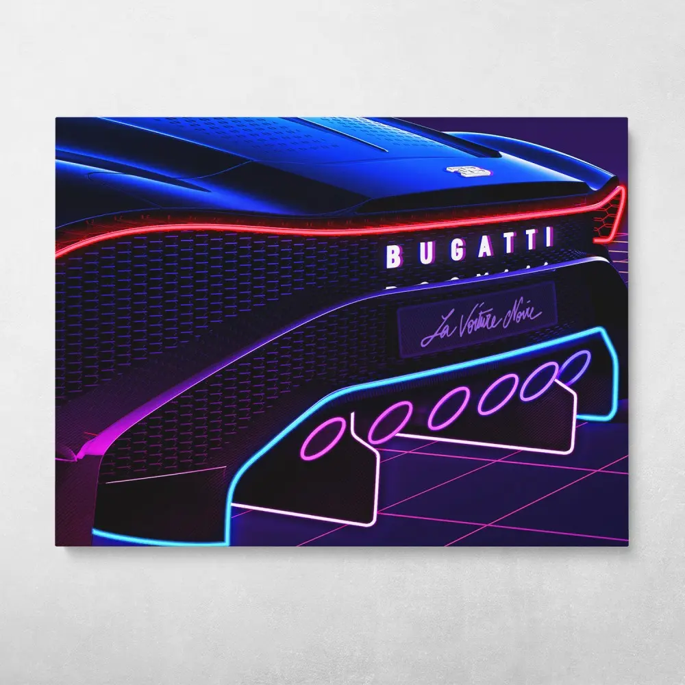 Neon Bugatti Wall Art Canvas Meaning Gift For Birthday Christmas