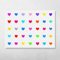 Neon Hearts (White) Wall Art Canvas Meaning Gift For Birthday Christmas