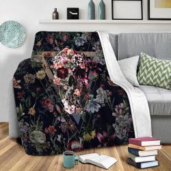 New Skull Fleece Throw Blanket Meaningful Gift For Halloween Christmas