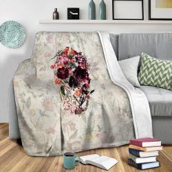 New Skull Light Fleece Throw Blanket Meaningful Gift For Halloween Christmas