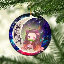 Nezuko Demon Slayer Love You To The Moon Galaxy Mica Circle Ornament Perfect Gifts For Family On Christmas