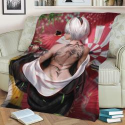 Nier 2B Yakuza Fleece Throw Blanket Meaningful Gift For Halloween Christmas