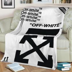 Off White Drip Fleece Throw Blanket Meaningful Gift For Halloween Christmas