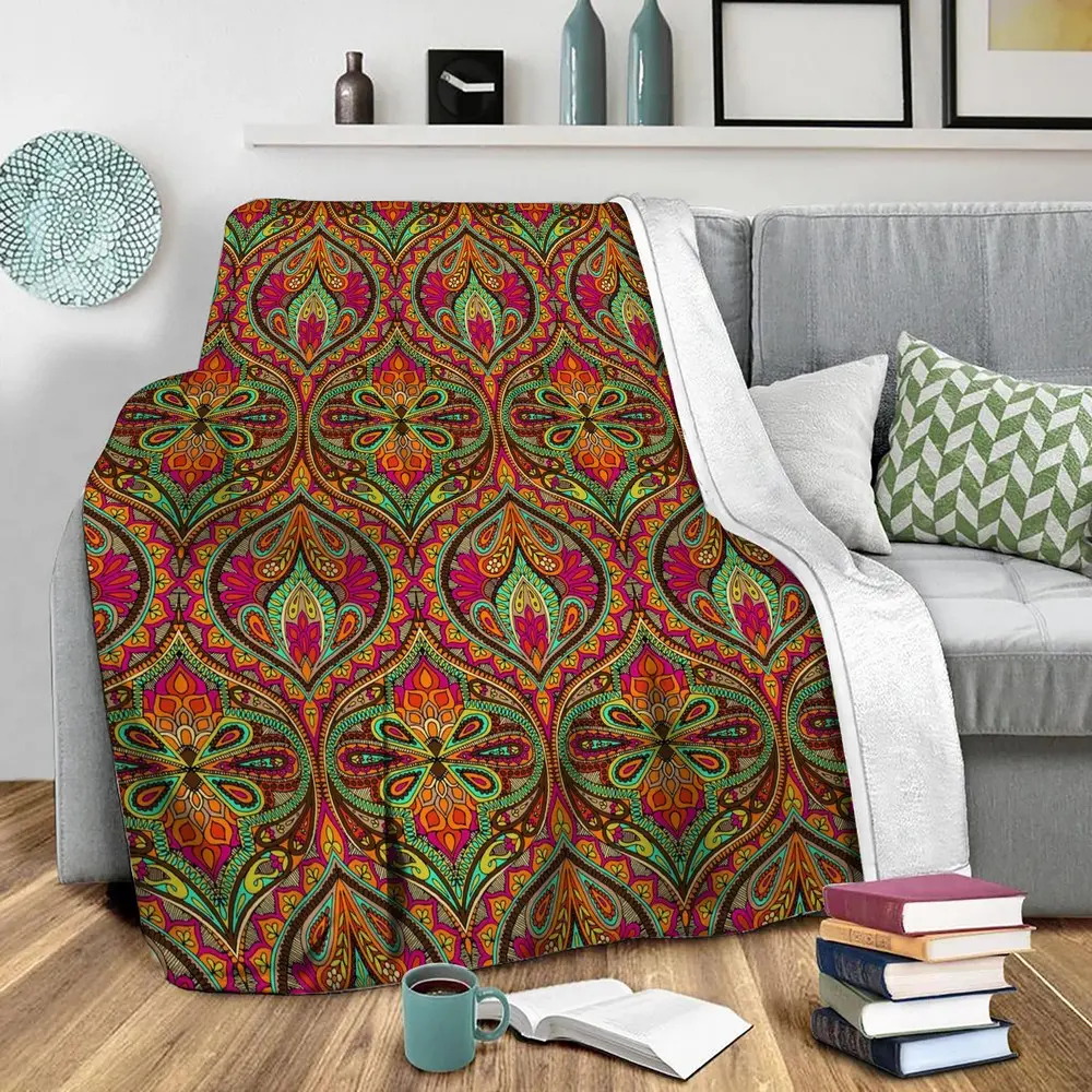 Ogee Orange Fleece Throw Blanket Meaningful Gift For Halloween Christmas