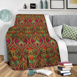 Ogee Orange Fleece Throw Blanket Meaningful Gift For Halloween Christmas