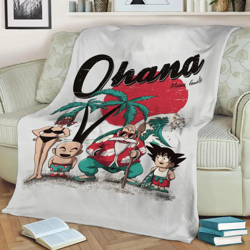 Ohana Dragon Fleece Throw Blanket Meaningful Gift For Halloween Christmas