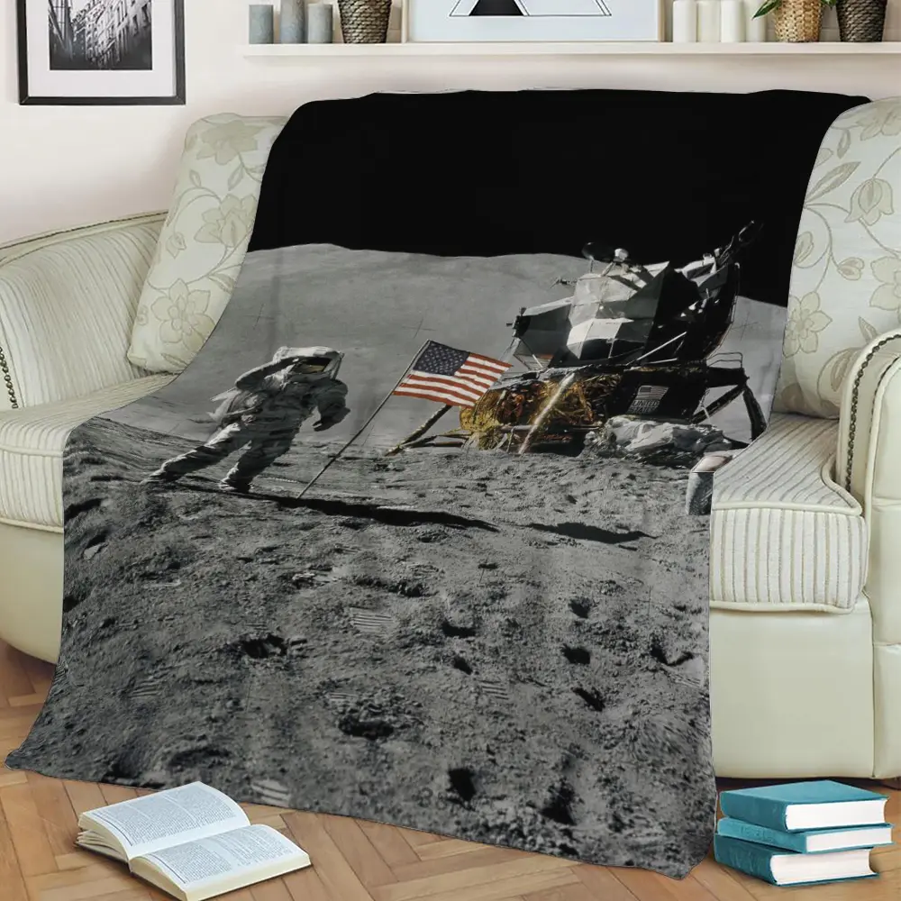 On The Moon Fleece Throw Blanket Meaningful Gift For Halloween Christmas