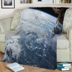 Orbiting Earth Fleece Throw Blanket Meaningful Gift For Halloween Christmas