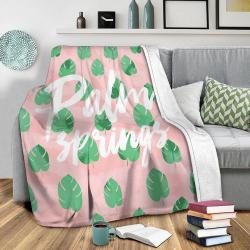 Palm Leaves Palm Springs Fleece Throw Blanket Meaningful Gift For Halloween Christmas