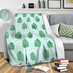 Palm Spring Leaves Fleece Throw Blanket Meaningful Gift For Halloween Christmas