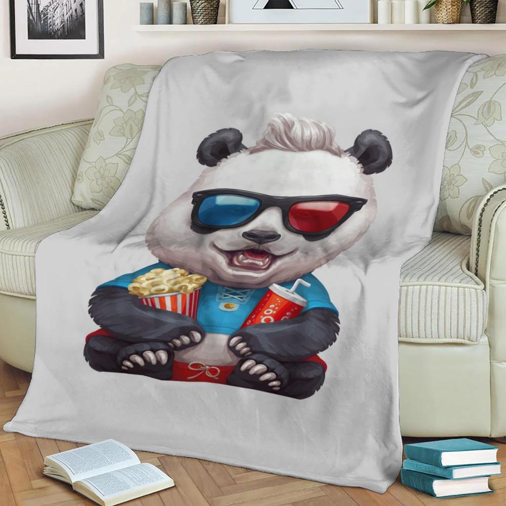 Panda Cinephile Fleece Throw Blanket Meaningful Gift For Halloween Christmas