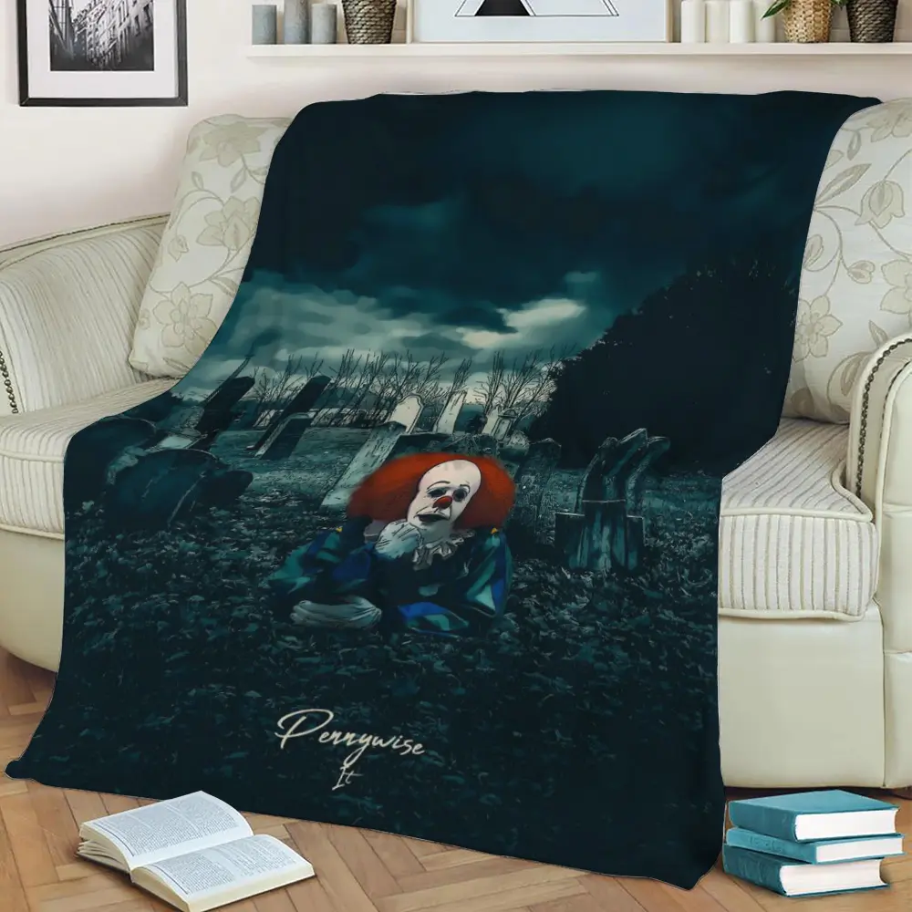 Pennywise-It (Tim Curry) Fleece Throw Blanket Meaningful Gift For Halloween Christmas