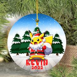 Personalized Christmas Pokemon Pikachu Santa Ornament Perfect And Unique Gifts For Family On Christmas