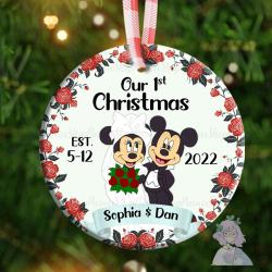 Personalized Disney Mr Mickey And Mrs Minnie Ceramic Ornament Perfect And Unique Gifts For Family On Christmas