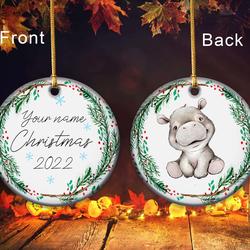 Personalized Hippo Christmas Ornament Xmas Tree Decoration Perfect And Unique Gifts For Family On Christmas