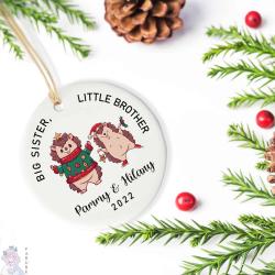 Personalized Little Brother Christmas Ceramic Ornament Perfect And Unique Gifts For Family On Christmas