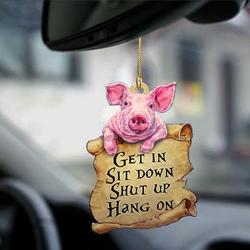 Pig Get In Sit Down Shut Up Hang On Car Ornament Custom Car Accessories Decorations Perfect Gifts For Family On Christmas