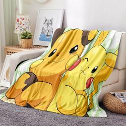 Pikachu Pattern Blanket Meaningful Gift For Halloween Christmas Flannel Throw Room Decoration
