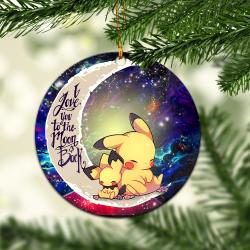 Pikachu Pokemon Sleep Love You To The Moon Galaxy Mica Circle Ornament Perfect Gifts For Family On Christmas
