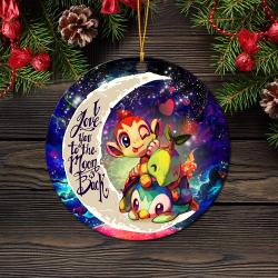 Piplup Turtwig And Chimchar Gen 4 Love You To The Moon Galaxy Mica Circle Ornament Perfect Gifts For Family On Christmas