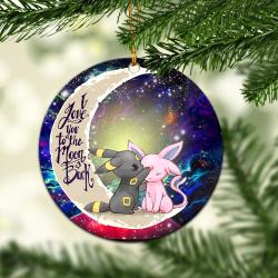 Pokemon Couple Espeon Umbreon Love You To The Moon Galaxy Mica Circle Ornament Perfect Gifts For Family On Christmas