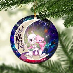 Pokemon Couple Mew Mewtwo Love You To The Moon Galaxy Mica Circle Ornament Perfect Gifts For Family On Christmas
