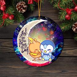 Pokemon Torchic Piplup Love You To The Moon Galaxy Mica Circle Ornament Perfect Gifts For Family On Christmas